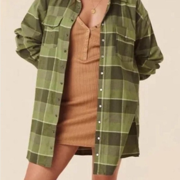 Spell Tops - Spell Khaki Plaid Flannel Shirt Dress